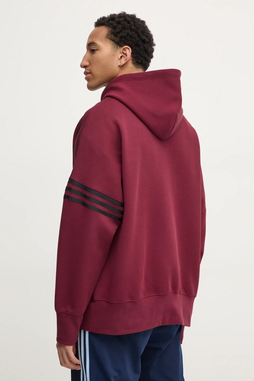 Dukserica adidas Originals Neuclassics za muškarce, boja: bordo, s kapuljačom, s aplikacijom, JC9936