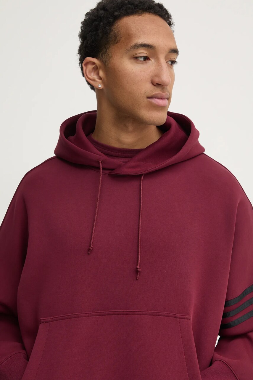 Dukserica adidas Originals Neuclassics za muškarce, boja: bordo, s kapuljačom, s aplikacijom, JC9936