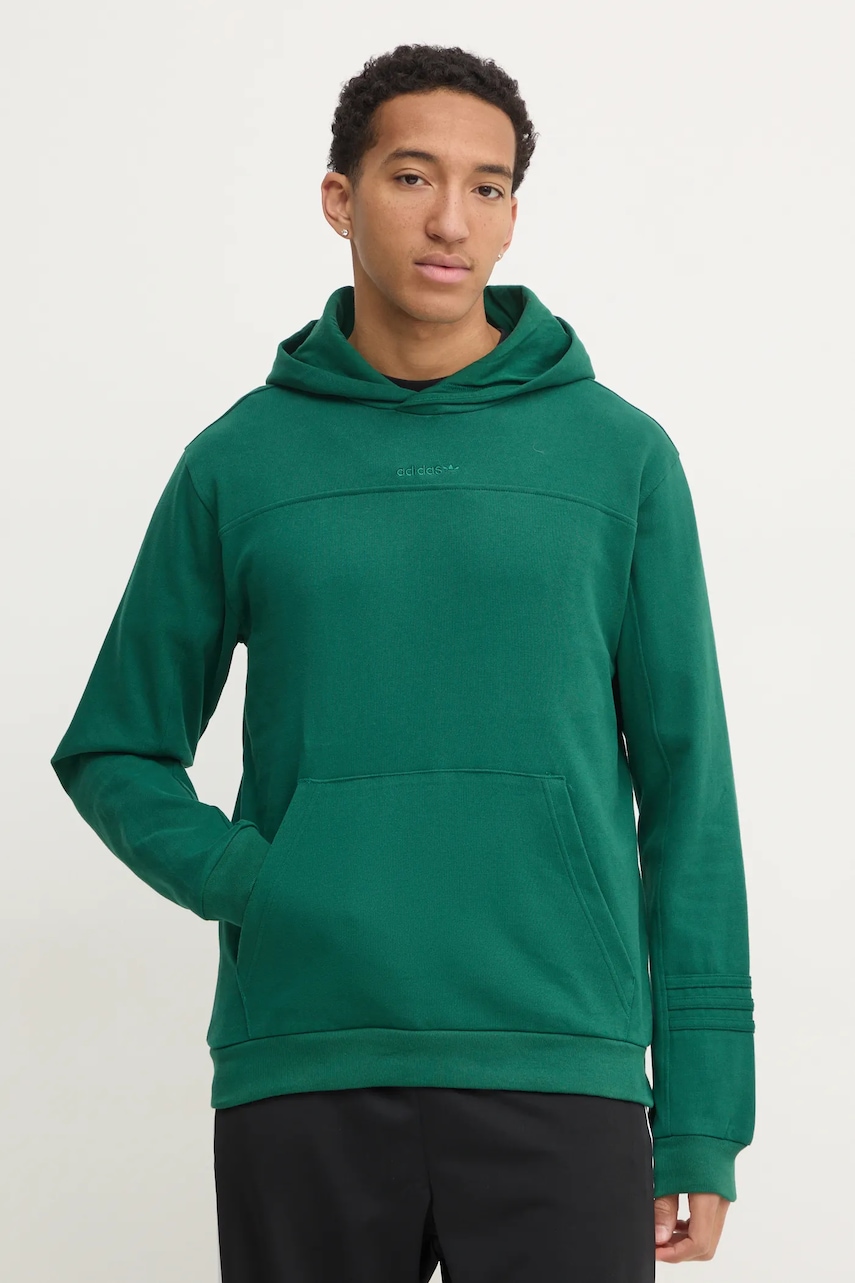 adidas Originals bluza PRE - LOVED HDY barbati, culoarea verde, cu glugă, neted, JC8352