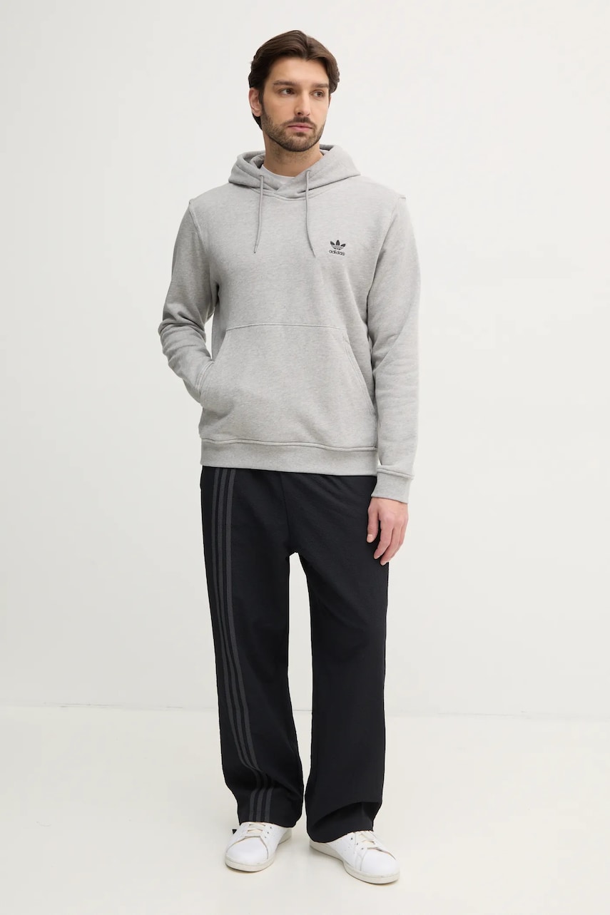 Хлопковая кофта adidas Originals Essential мужская цвет серый с капюшоном однотонная JD2405 Хлопковая кофта adidas Originals Essential мужская цвет серый с капюшоном однотонная JD2405