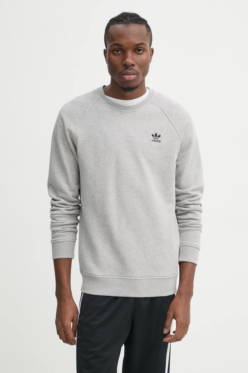 adidas Originals hanorac de bumbac Essential barbati, culoarea gri, melanj, JD2413 adidas Originals hanorac de bumbac Essential barbati, culoarea gri, melanj, JD2413