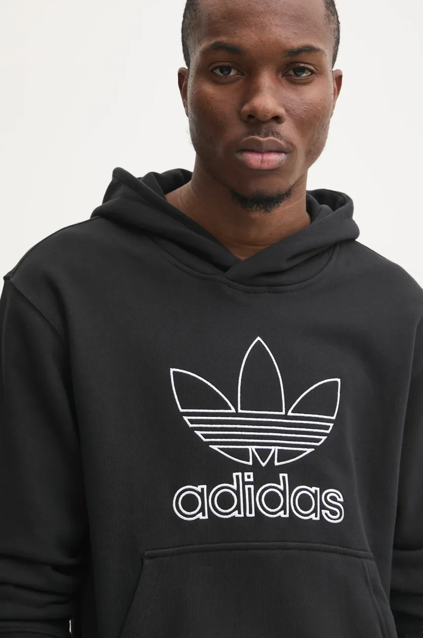 Bombažen Pulover Adidas Originals OUTL TREF HDY Moški, črna Barva, S Kapuco, JP1079