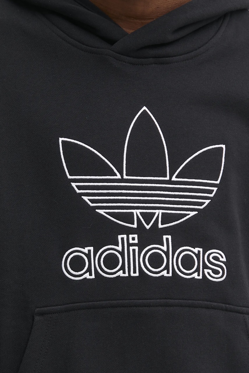 Βαμβακερή μπλούζα adidas Originals OUTL TREF HDY χρώμα: μαύρο, με κουκούλα, JP1079 φωτογραφία