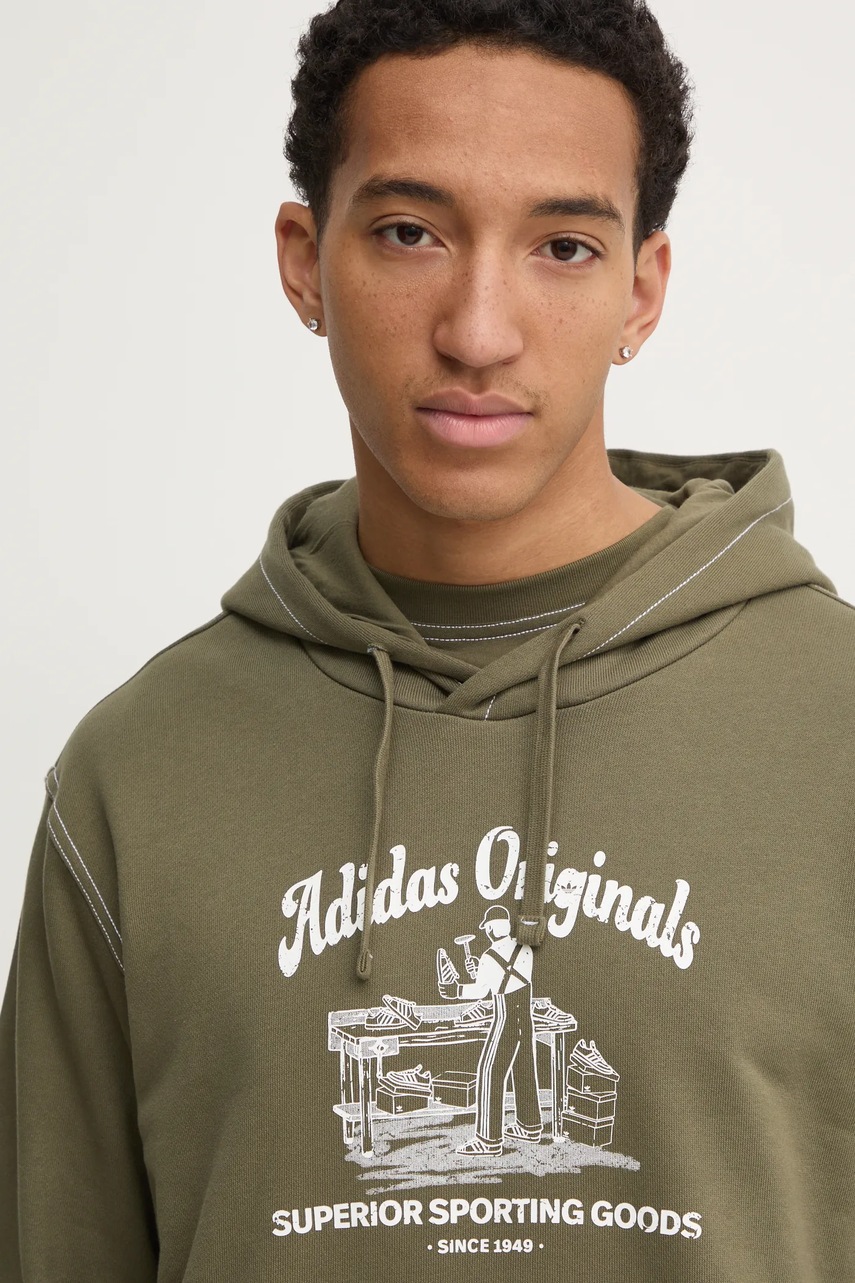 Βαμβακερή μπλούζα adidas Originals Wabash χρώμα: πράσινο, με κουκούλα, JP4482 φωτογραφία