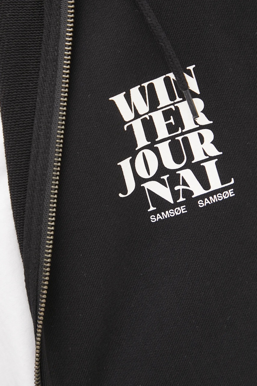 Βαμβακερή μπλούζα Samsoe Samsoe χρώμα: μαύρο, με κουκούλα, M24400010 φωτογραφία