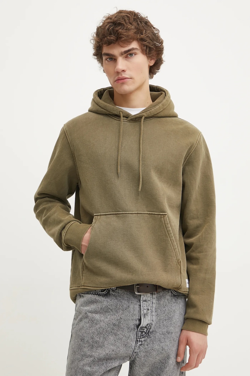 Samsoe Samsoe bluza barbati, culoarea verde, cu glugă, neted, M24400008 Samsoe Samsoe bluza barbati, culoarea verde, cu glugă, neted, M24400008