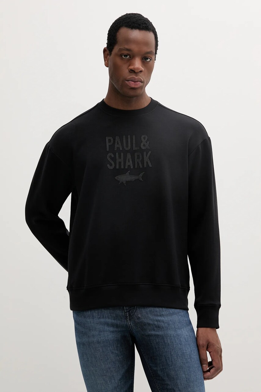 Paul&Shark bluză culoarea negru, neted, 25411871