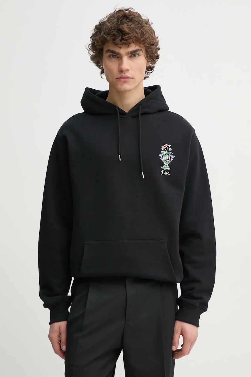 Drôle de Monsieur hanorac de bumbac Le Hoodie Vase bărbați, culoarea negru, cu glugă, cu imprimeu, F-HO174-CO127-BL Drôle de Monsieur hanorac de bumbac Le Hoodie Vase bărbați, culoarea negru, cu glugă, cu imprimeu, F-HO174-CO127-BL