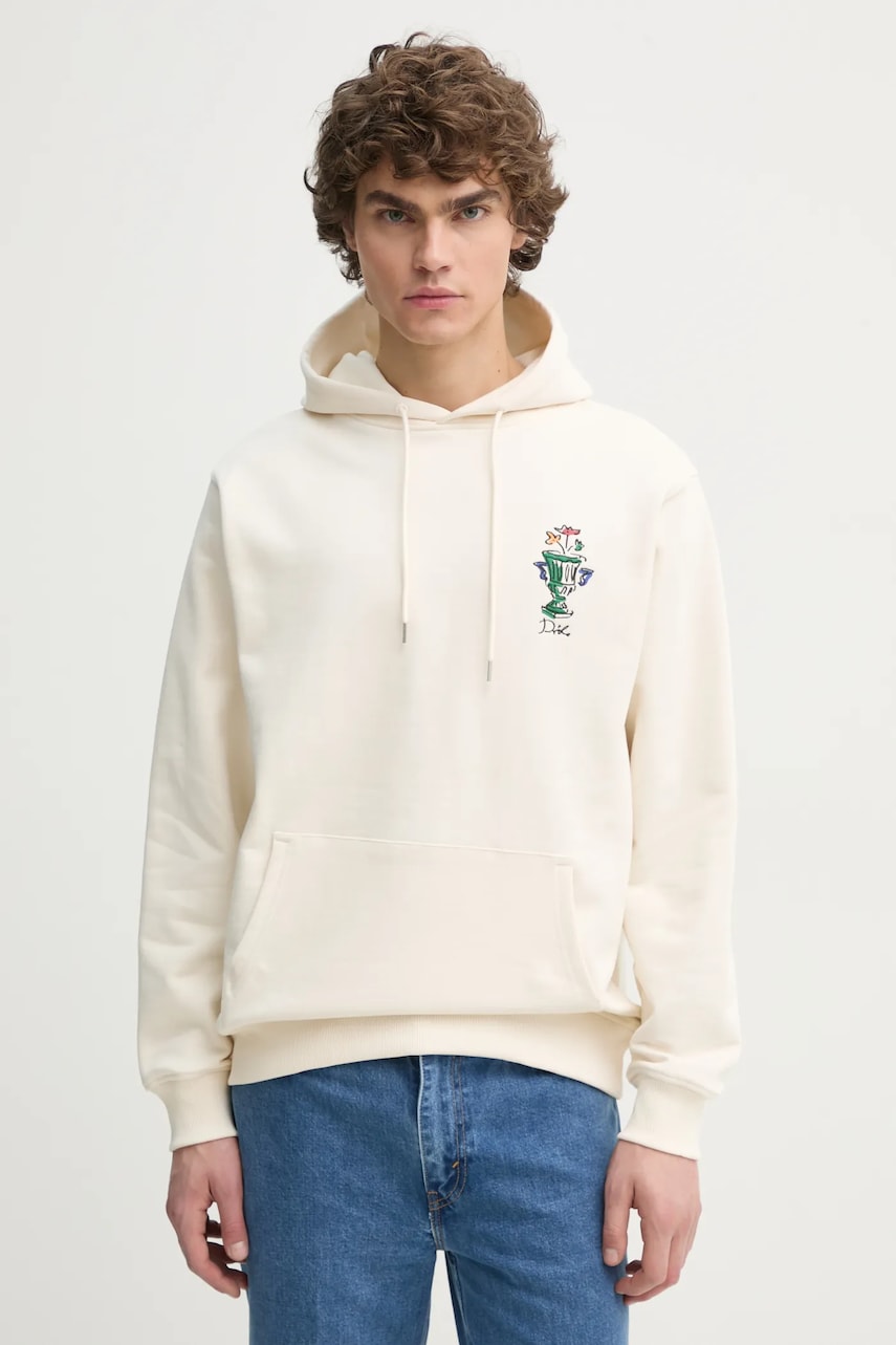 Drôle de Monsieur hanorac de bumbac Le Hoodie Vase bărbați, culoarea bej, cu glugă, cu imprimeu, F-HO174-CO127-CM Drôle de Monsieur hanorac de bumbac Le Hoodie Vase bărbați, culoarea bej, cu glugă, cu imprimeu, F-HO174-CO127-CM