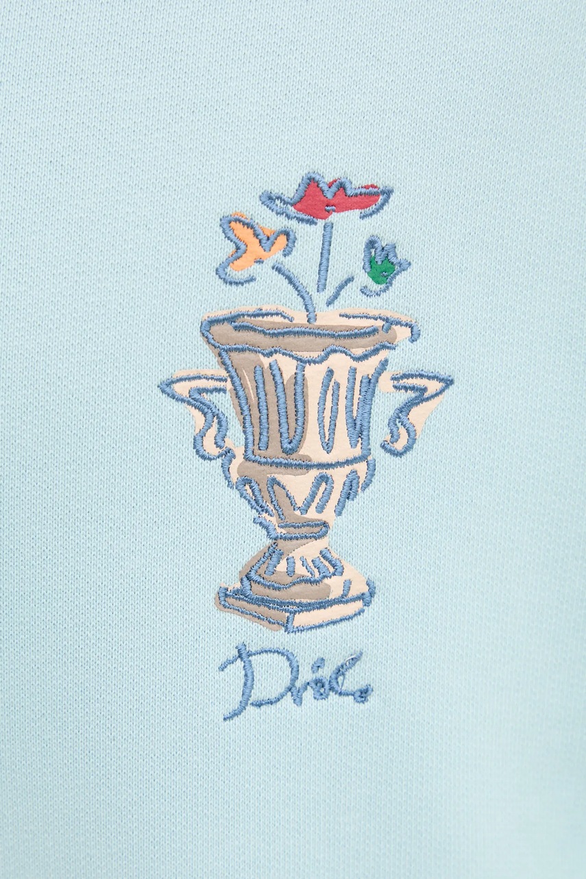 Βαμβακερή μπλούζα Drôle de Monsieur Le Hoodie Vase χρώμα: τιρκουάζ, με κουκούλα, F-HO174-CO127-LBE φωτογραφία