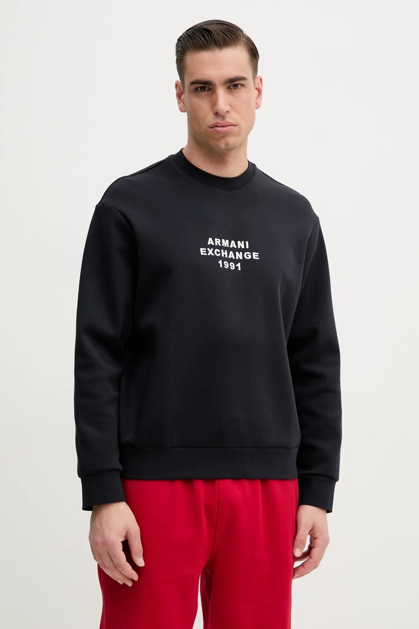 Armani Exchange bluza barbati, culoarea albastru marin, cu imprimeu, XM000460 AF10818