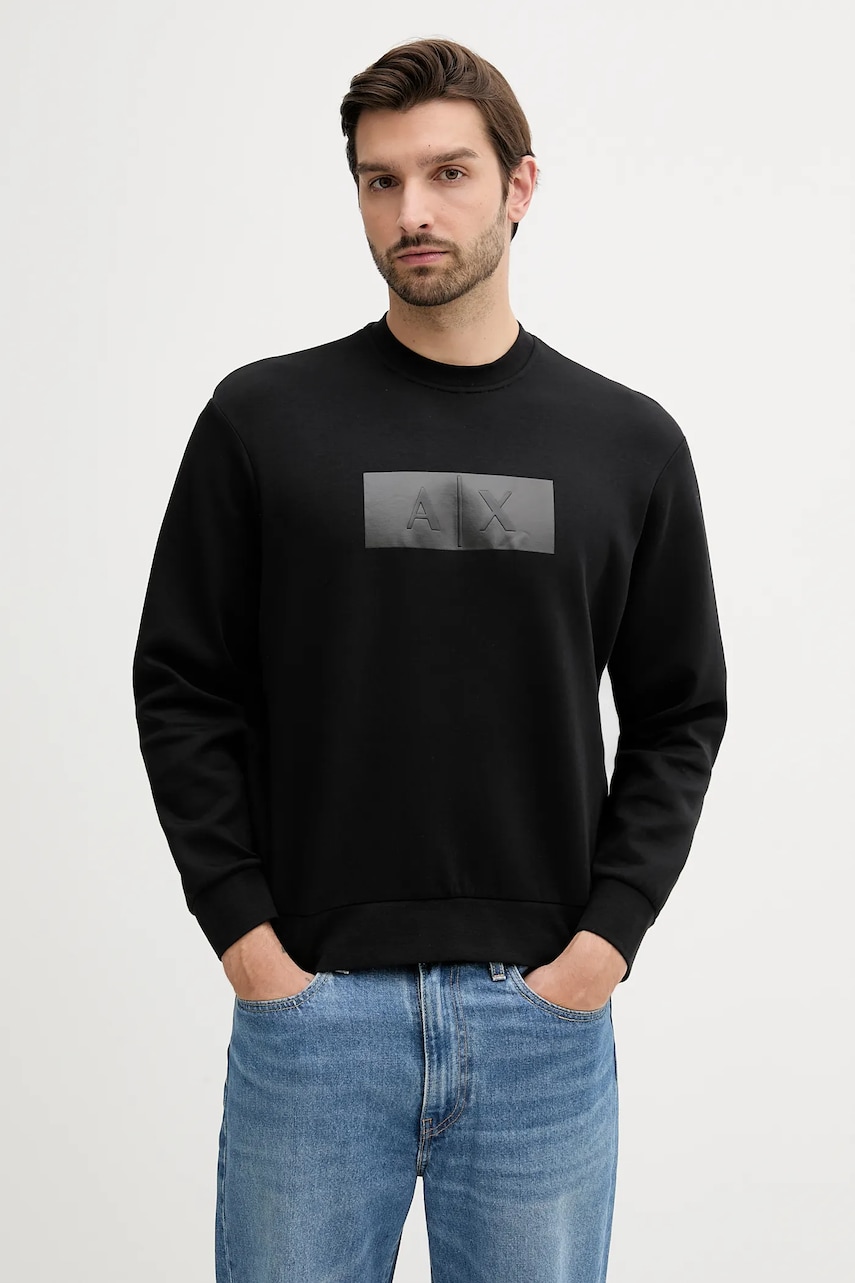 Armani Exchange bluza culoarea negru, cu imprimeu, XM000743 AF13047