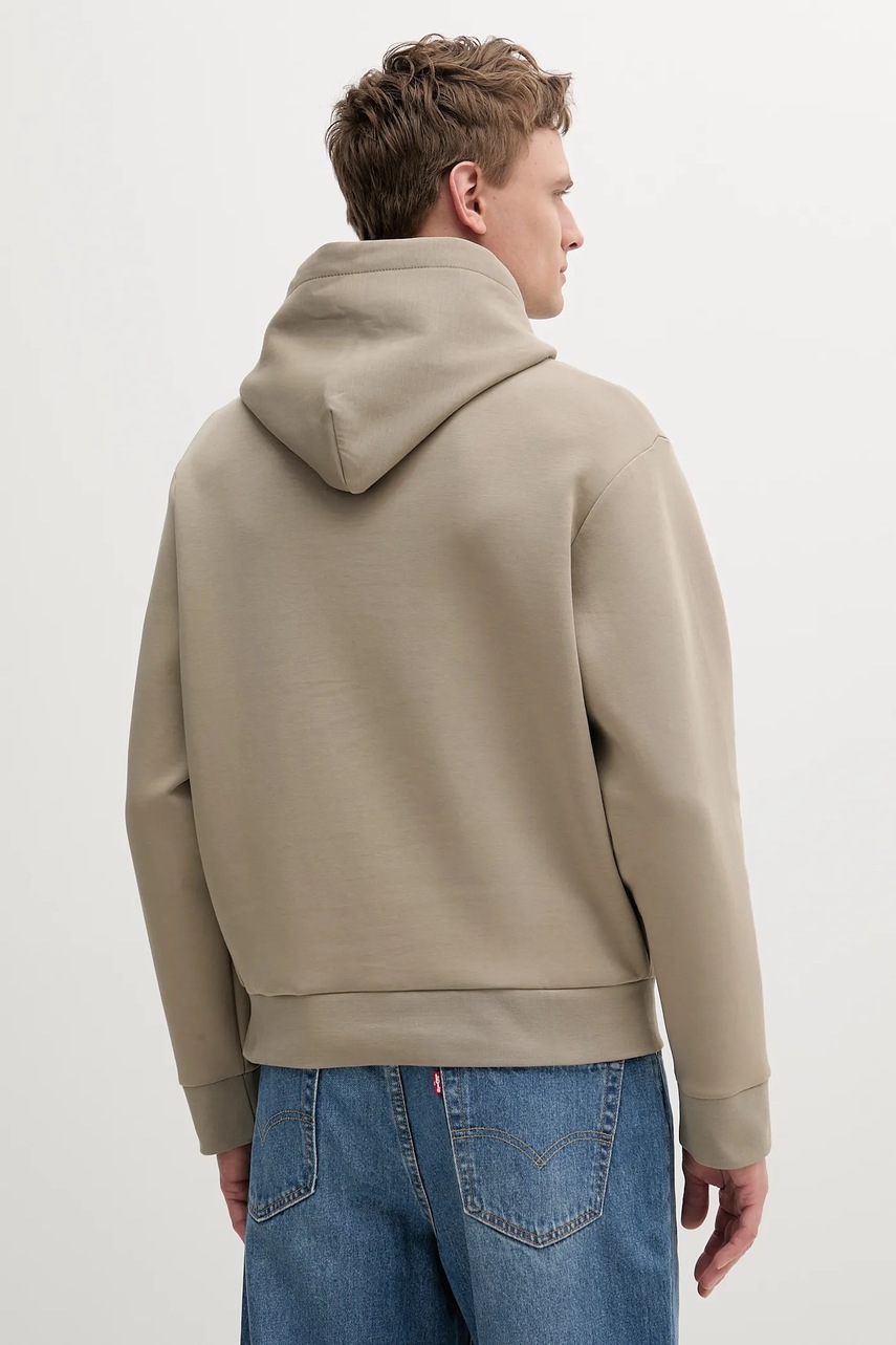 Кофта Armani Exchange цвет бежевый с капюшоном с принтом XM000482 AF10818