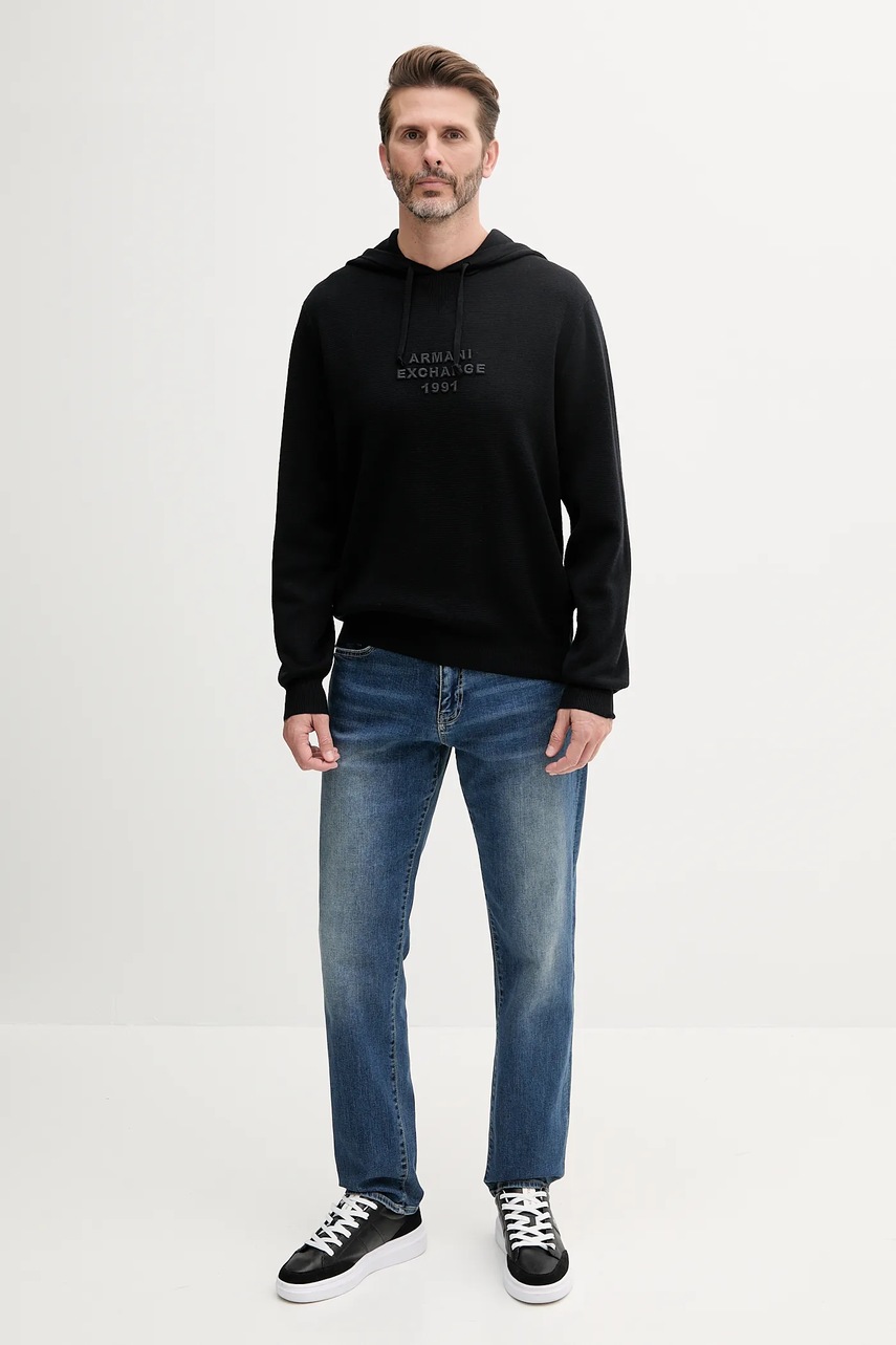 Шерстяной свитер Armani Exchange цвет синий XM000694 AF11982 Шерстяной свитер Armani Exchange цвет синий XM000694 AF11982