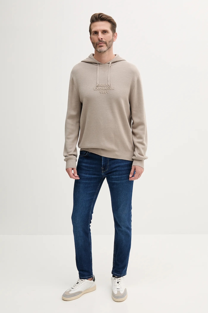 Шерстяной свитер Armani Exchange цвет бежевый XM000694 AF11982 Шерстяной свитер Armani Exchange цвет бежевый XM000694 AF11982