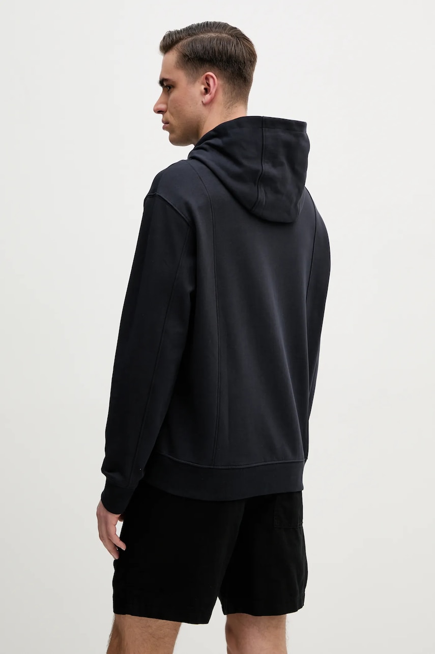 Хлопковая кофта Armani Exchange мужская цвет синий с капюшоном однотонная XM000469 AF13109 Хлопковая кофта Armani Exchange мужская цвет синий с капюшоном однотонная XM000469 AF13109