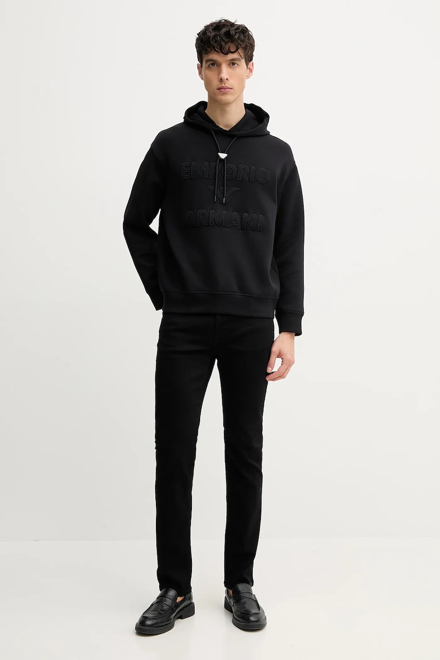 Кофта Emporio Armani мужская цвет чёрный с капюшоном с аппликацией EM001121 AF10013 Кофта Emporio Armani мужская цвет чёрный с капюшоном с аппликацией EM001121 AF10013