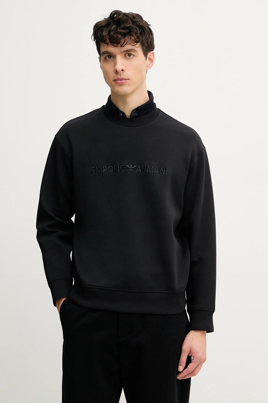 Emporio Armani bluza barbati, culoarea negru, cu imprimeu, EM001126 AF10013