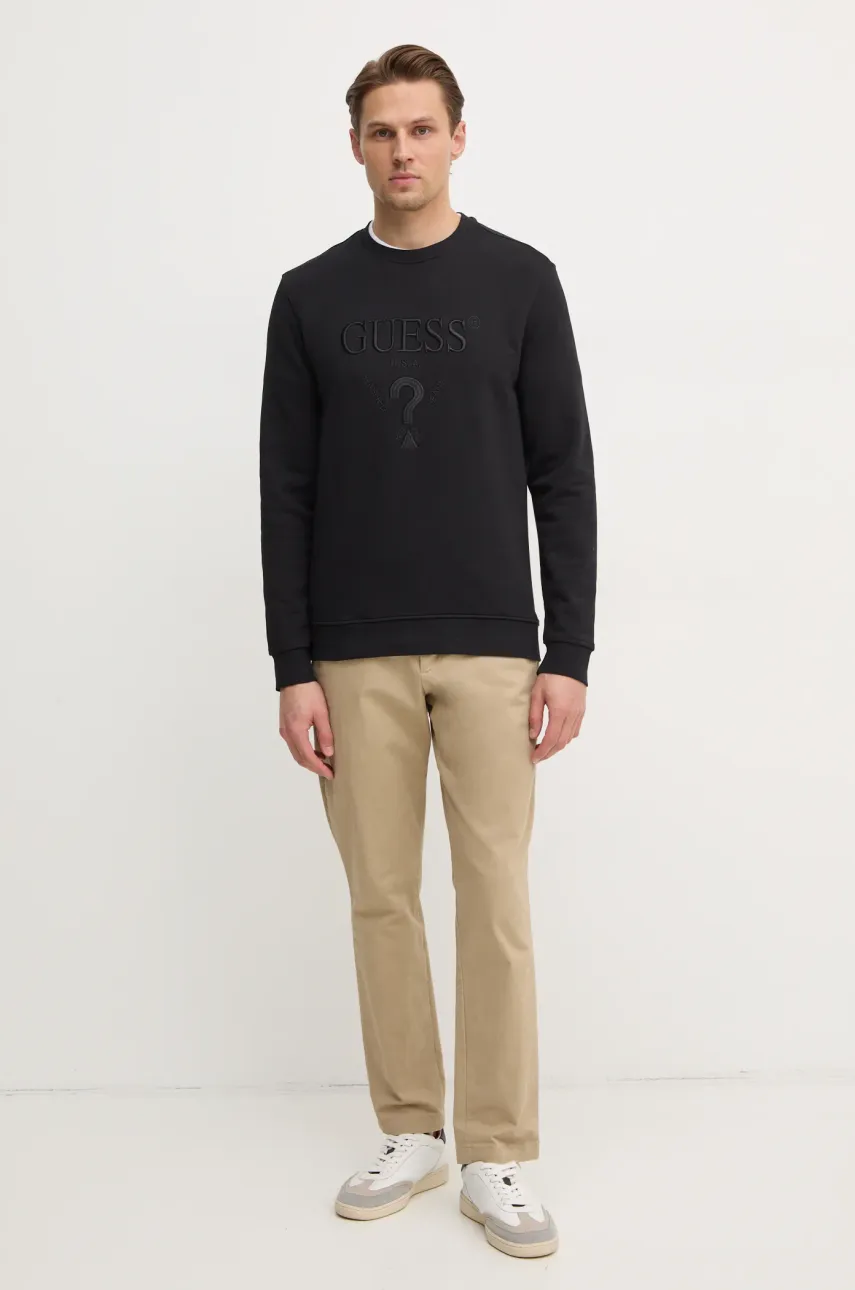 Кофта Guess BEAU чоловіча колір чорний з аплікацією M5RQ08 KCN01