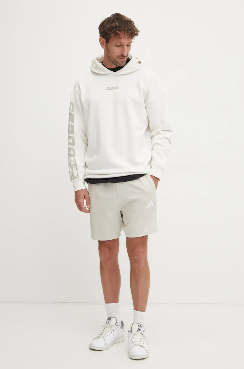 Кофта Guess DALIM мужская цвет белый с капюшоном с принтом Z4BQ03 KAIJ1 Кофта Guess DALIM мужская цвет белый с капюшоном с принтом Z4BQ03 KAIJ1
