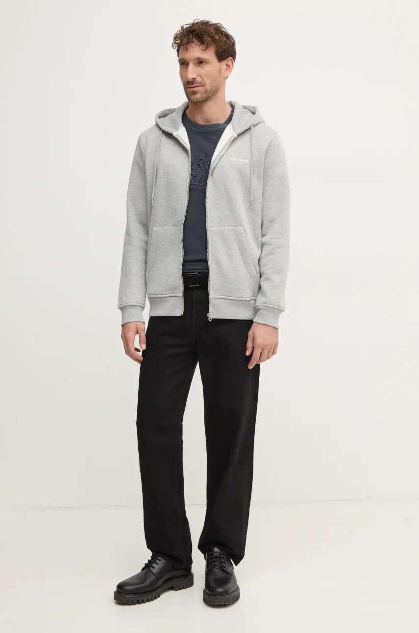 Кофта Pepe Jeans DAMIAN ZIP мужская цвет серый с капюшоном однотонная PM582752 Кофта Pepe Jeans DAMIAN ZIP мужская цвет серый с капюшоном однотонная PM582752