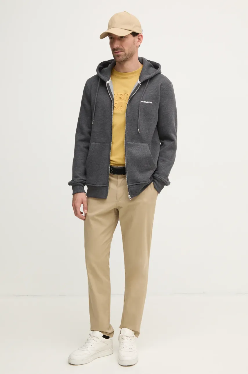 Кофта Pepe Jeans DAMIAN ZIP мужская цвет серый с капюшоном однотонная PM582752 Кофта Pepe Jeans DAMIAN ZIP мужская цвет серый с капюшоном однотонная PM582752