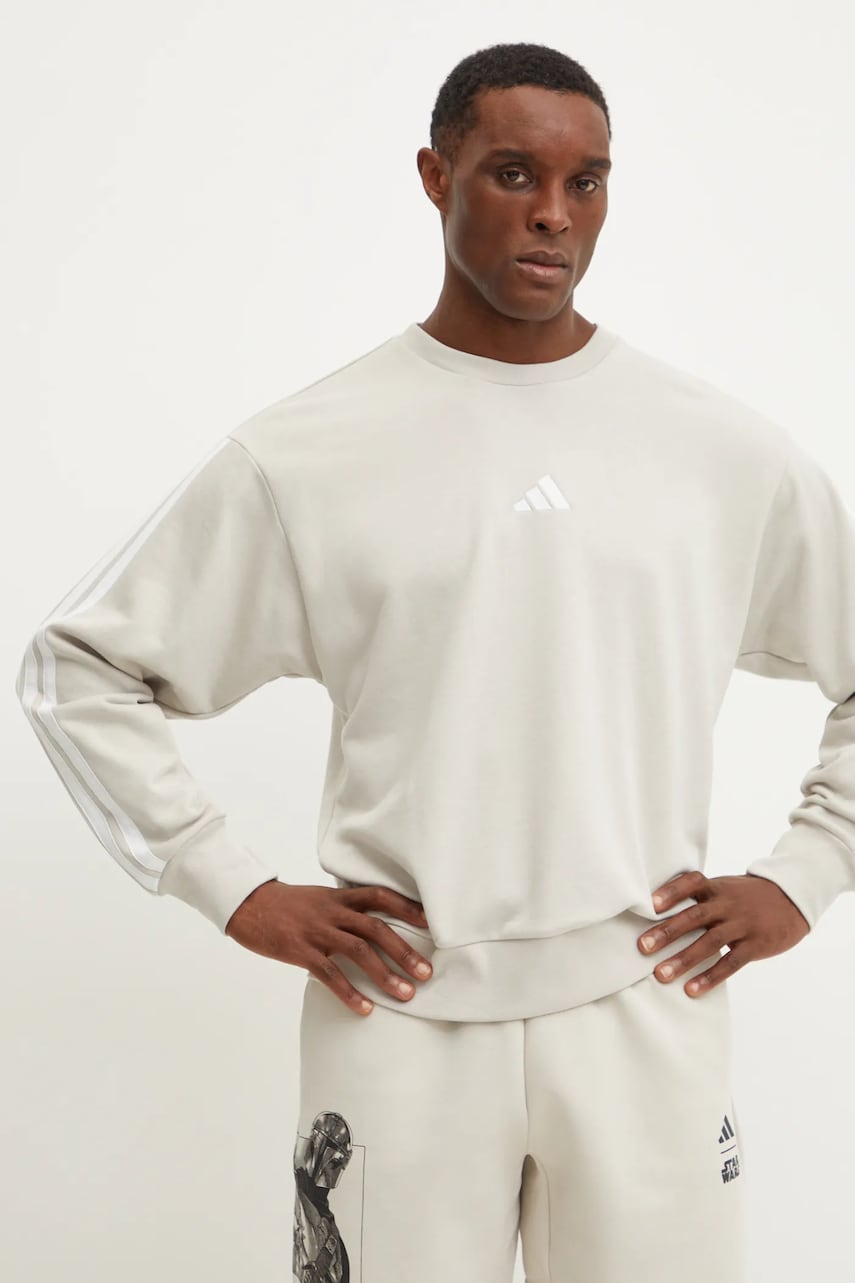 adidas bluza Essentials barbati, culoarea bej, neted, JE6377