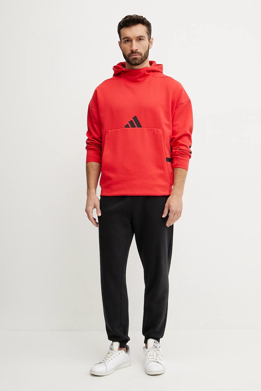 Кофта adidas Z.N.E. мужская цвет красный с капюшоном с принтом JD5322 Кофта adidas Z.N.E. мужская цвет красный с капюшоном с принтом JD5322