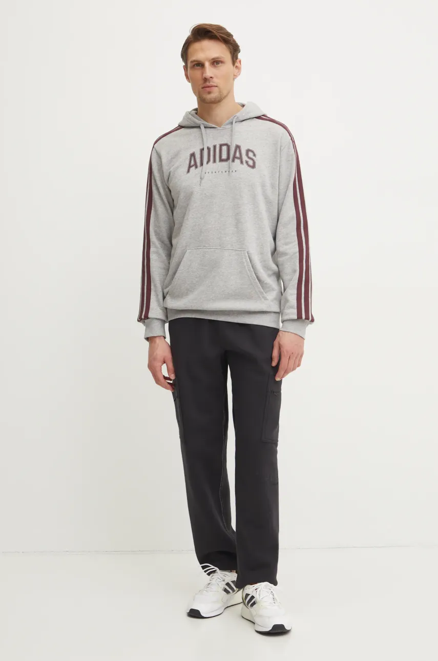 Кофта adidas Collegiate мужская цвет серый с капюшоном с принтом JV6505 Кофта adidas Collegiate мужская цвет серый с капюшоном с принтом JV6505