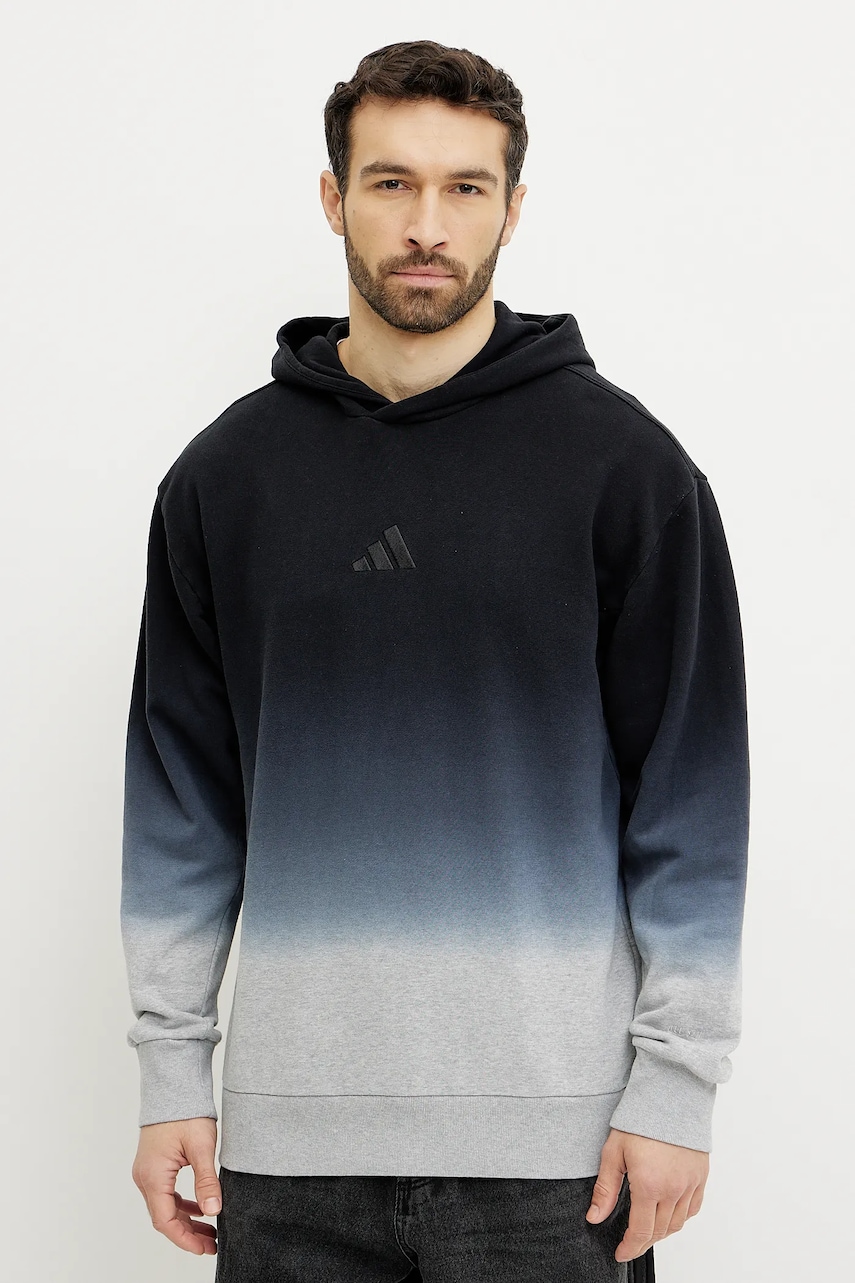 adidas hanorac de bumbac ALL SZN Dip Dye barbati, culoarea negru, cu glugă, modelator, JI6350