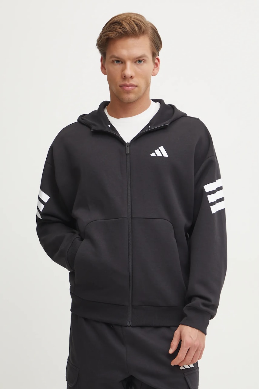 adidas bluza Future Icons barbati, culoarea negru, cu glugă, cu imprimeu, JD4827 adidas bluza Future Icons barbati, culoarea negru, cu glugă, cu imprimeu, JD4827