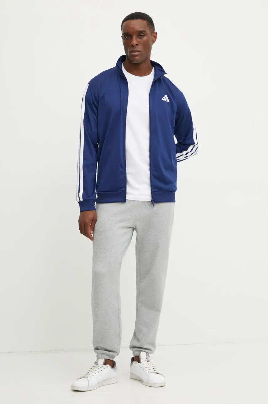 Кофта adidas 3-Stripes мужская цвет синий с аппликацией JI8817 Кофта adidas 3-Stripes мужская цвет синий с аппликацией JI8817