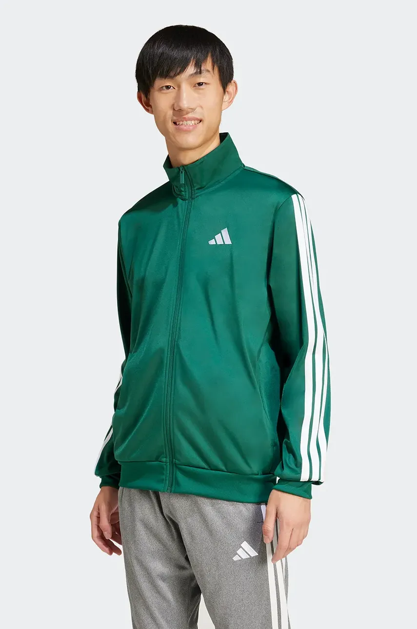 adidas bluza 3-Stripes barbati, culoarea verde, cu imprimeu, JI8821