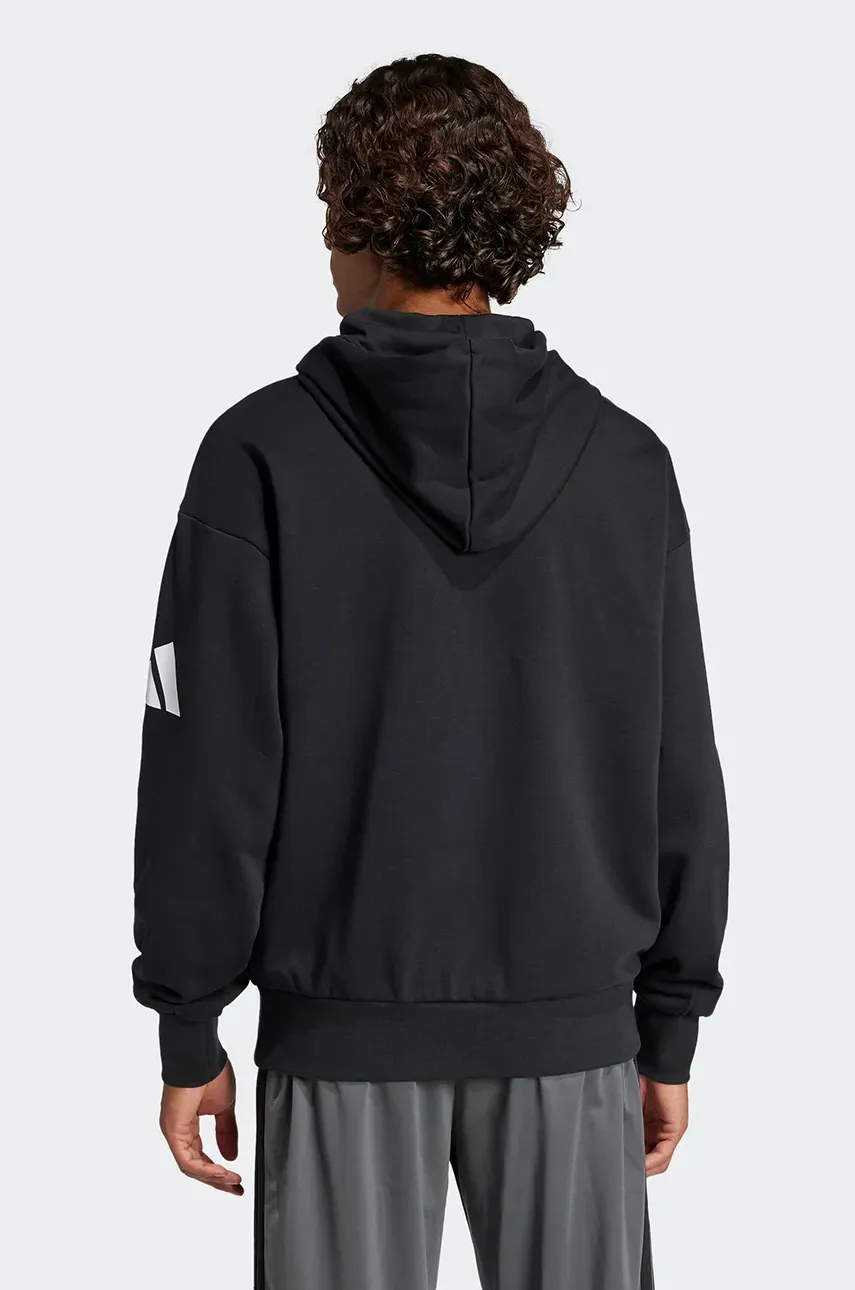 Кофта adidas Essentials мужская цвет чёрный с капюшоном однотонная JF3587 Кофта adidas Essentials мужская цвет чёрный с капюшоном однотонная JF3587