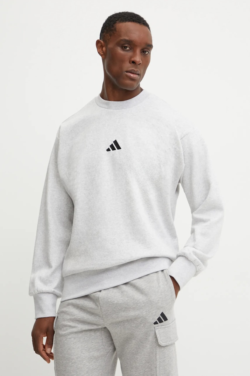 adidas bluza Feelcozy barbati, culoarea gri, cu imprimeu, JE3791 adidas bluza Feelcozy barbati, culoarea gri, cu imprimeu, JE3791