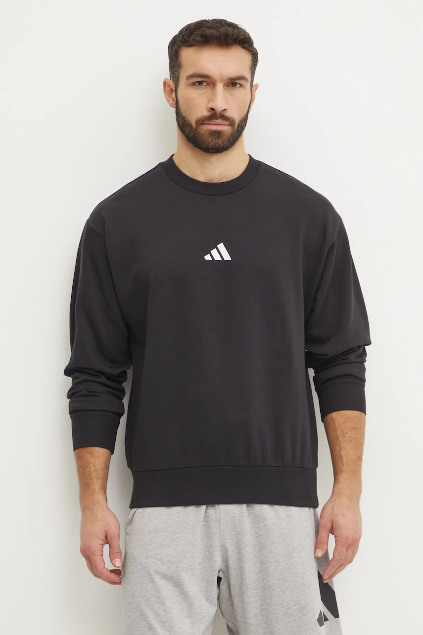 adidas bluza Feelcozy barbati, culoarea negru, cu imprimeu, JE3794 adidas bluza Feelcozy barbati, culoarea negru, cu imprimeu, JE3794