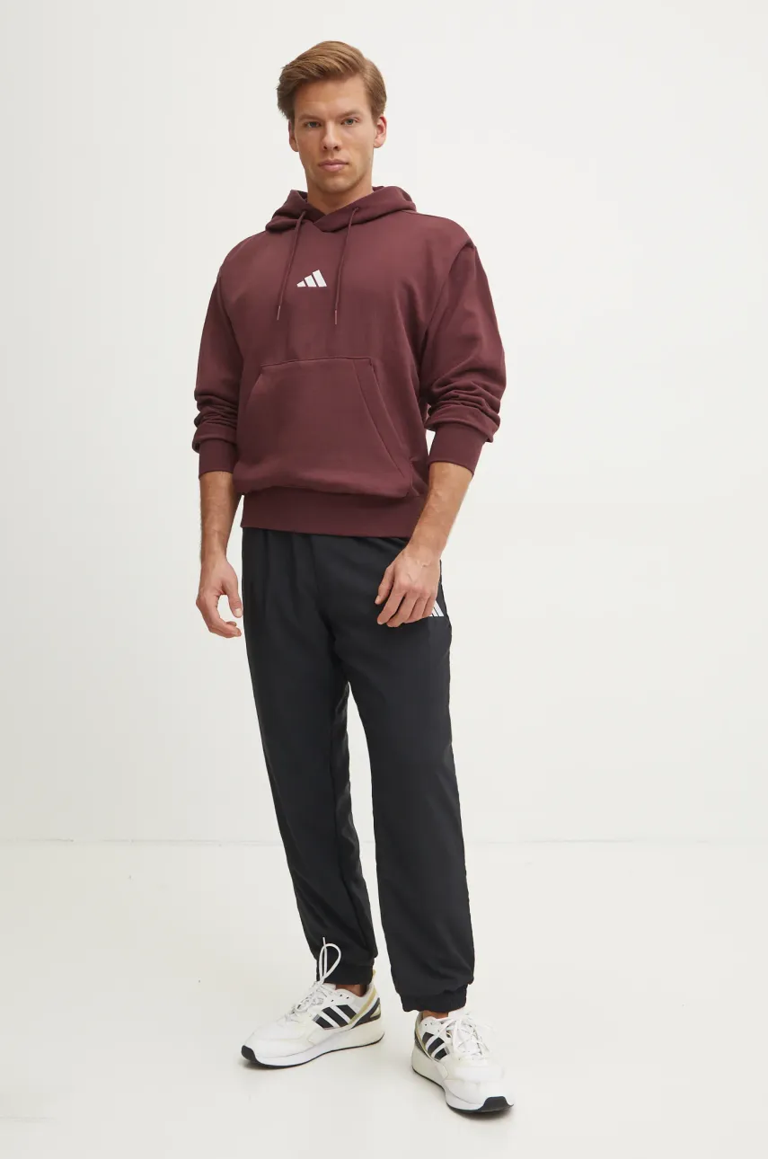 Кофта adidas Feelcozy мужская цвет красный с капюшоном однотонная IN6070 Кофта adidas Feelcozy мужская цвет красный с капюшоном однотонная IN6070
