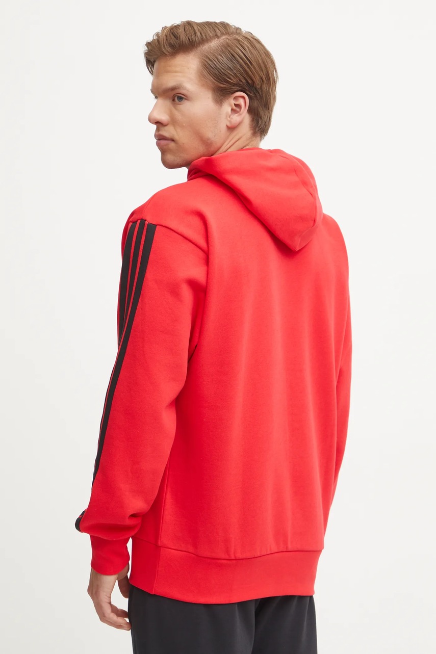 adidas felső Essentials piros, férfi, nyomott mintás, kapucnis, JE6298 termék 2. képe
