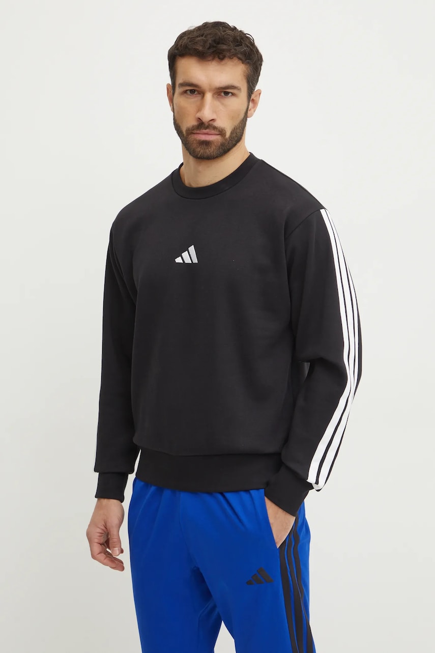 adidas bluză Essentials bărbați, culoarea negru, cu imprimeu, JE6304 adidas bluză Essentials bărbați, culoarea negru, cu imprimeu, JE6304