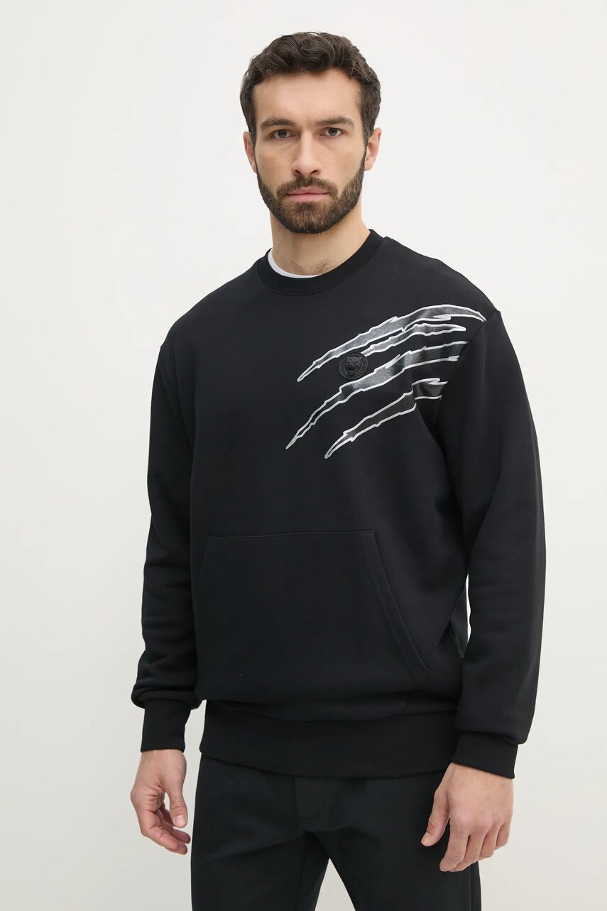PLEIN SPORT bluză bărbați, culoarea negru, cu imprimeu, SAEC MJO1328 STE001N