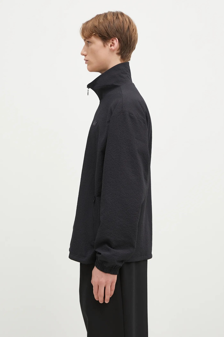 Кофта adidas Originals Fashion Seersucker Firebird Track Top мужская цвет чёрный с капюшоном однотонная JC7416 Кофта adidas Originals Fashion Seersucker Firebird Track Top мужская цвет чёрный с капюшоном однотонная JC7416