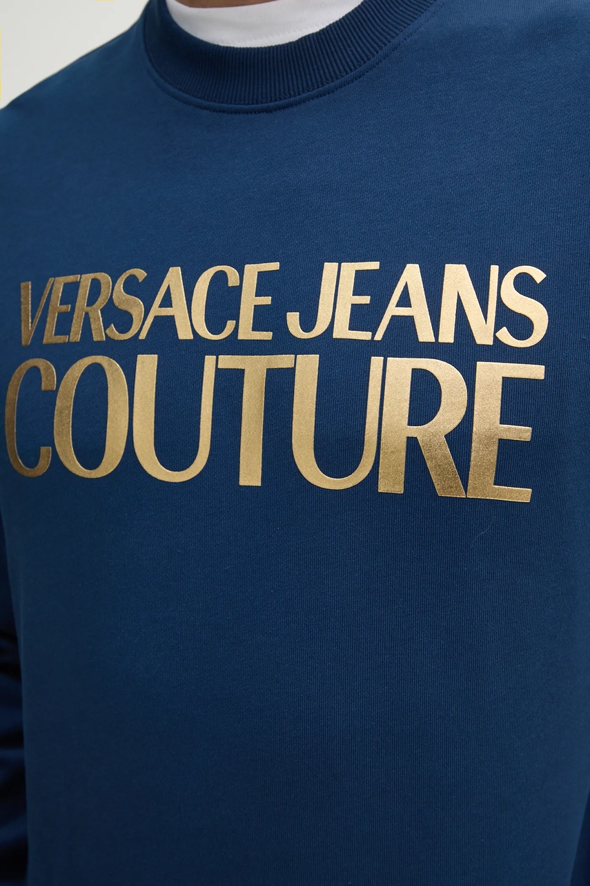 Бавовняна кофта Versace Jeans Couture чоловіча колір синій з принтом 78GAIT05 CF01T 
