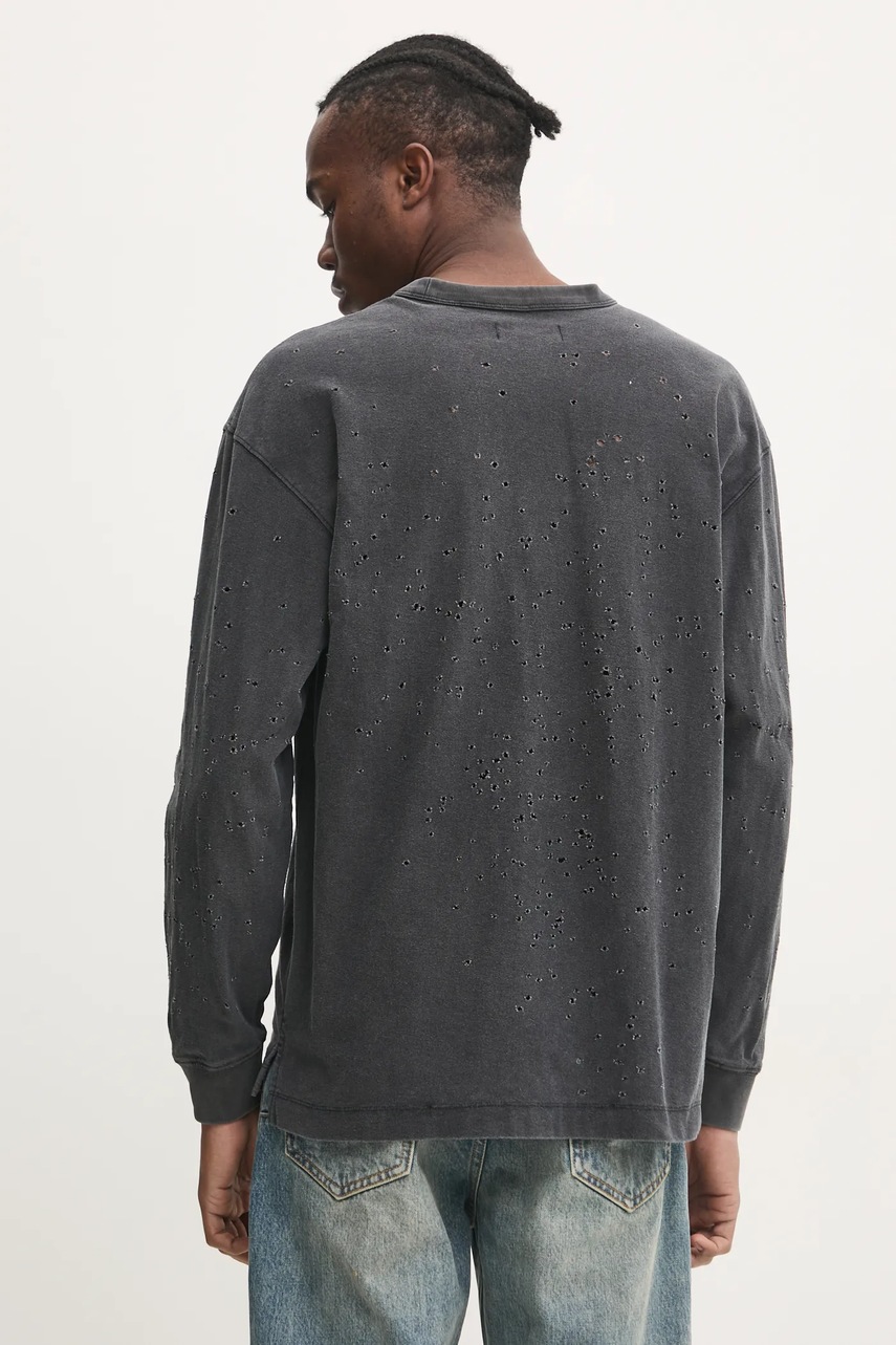 Бавовняний лонгслів PURPLE BRAND TEXTURED JERSEY LS TEE колір сірий з принтом P204-JBFP125 