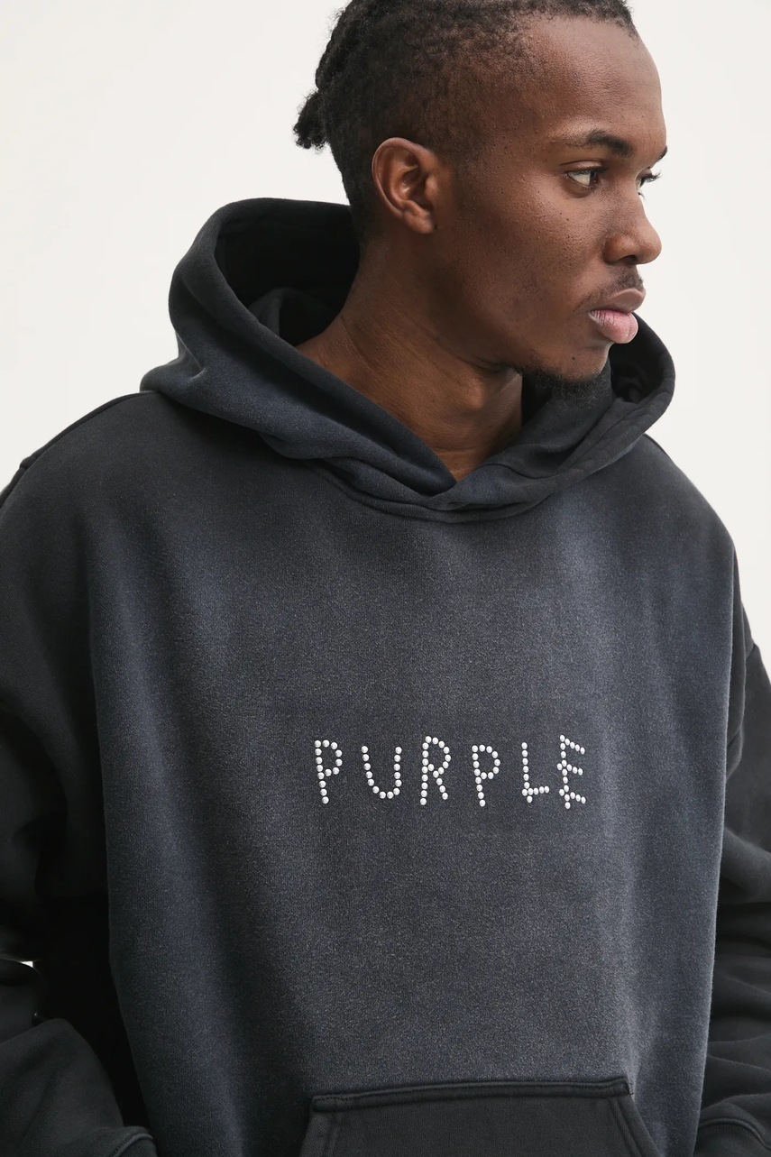 Βαμβακερή μπλούζα PURPLE BRAND HWT FLEECE PO HOODY χρώμα: γκρι, με κουκούλα, P401-HBSS125 φωτογραφία