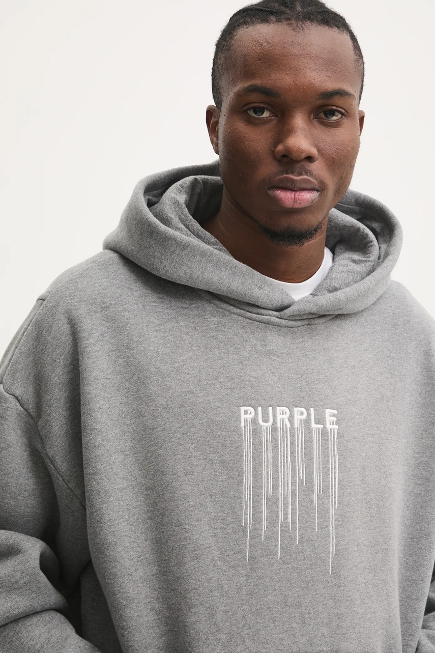 Βαμβακερή μπλούζα PURPLE BRAND HWT FLEECE PO HOODY χρώμα: γκρι, με κουκούλα, P401-HMHT125 φωτογραφία