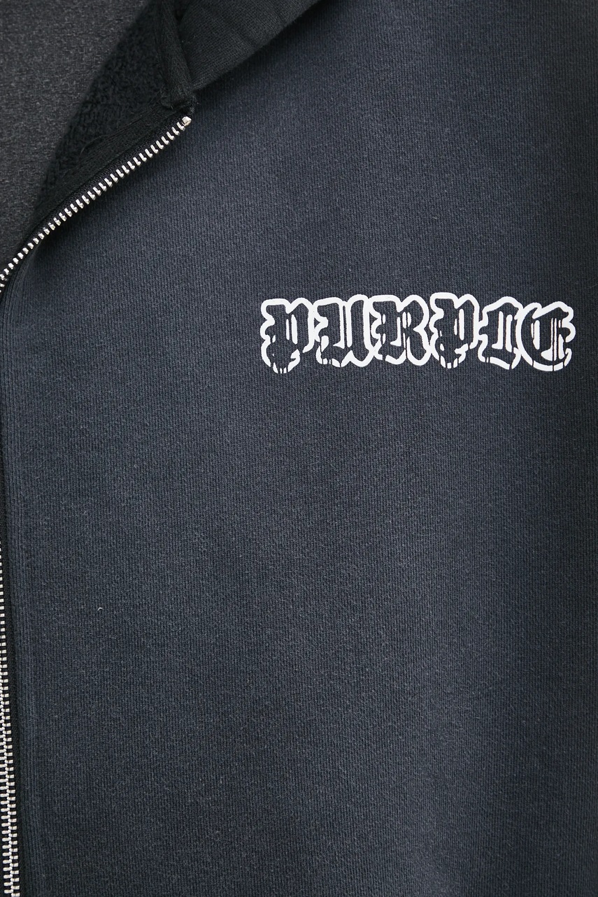 Βαμβακερή μπλούζα PURPLE BRAND HWT FLEECE ZIP FRONT HOODY χρώμα: γκρι, με κουκούλα, P460-HBGW125 φωτογραφία