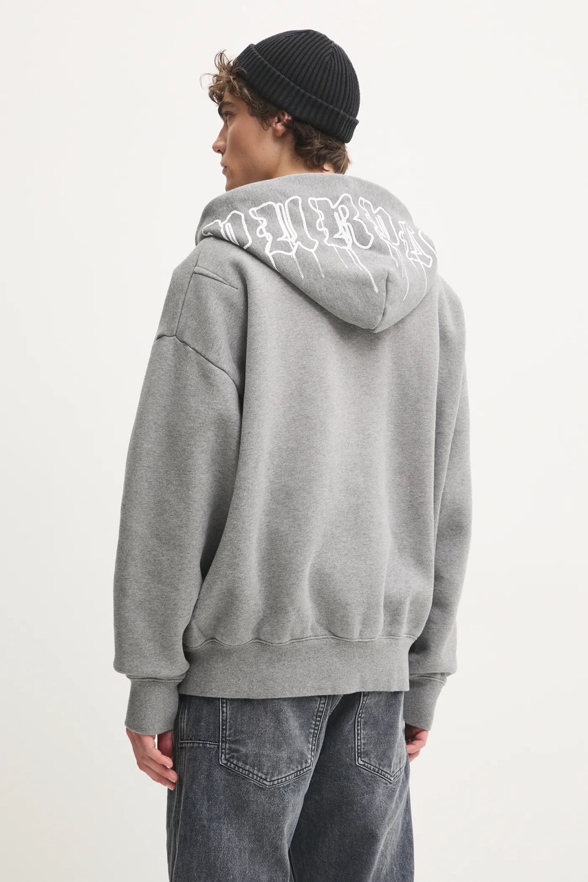 Βαμβακερή μπλούζα PURPLE BRAND HWT FLEECE ZIP FRONT HOODY χρώμα: γκρι, με κουκούλα, P460-HHGG125 φωτογραφία