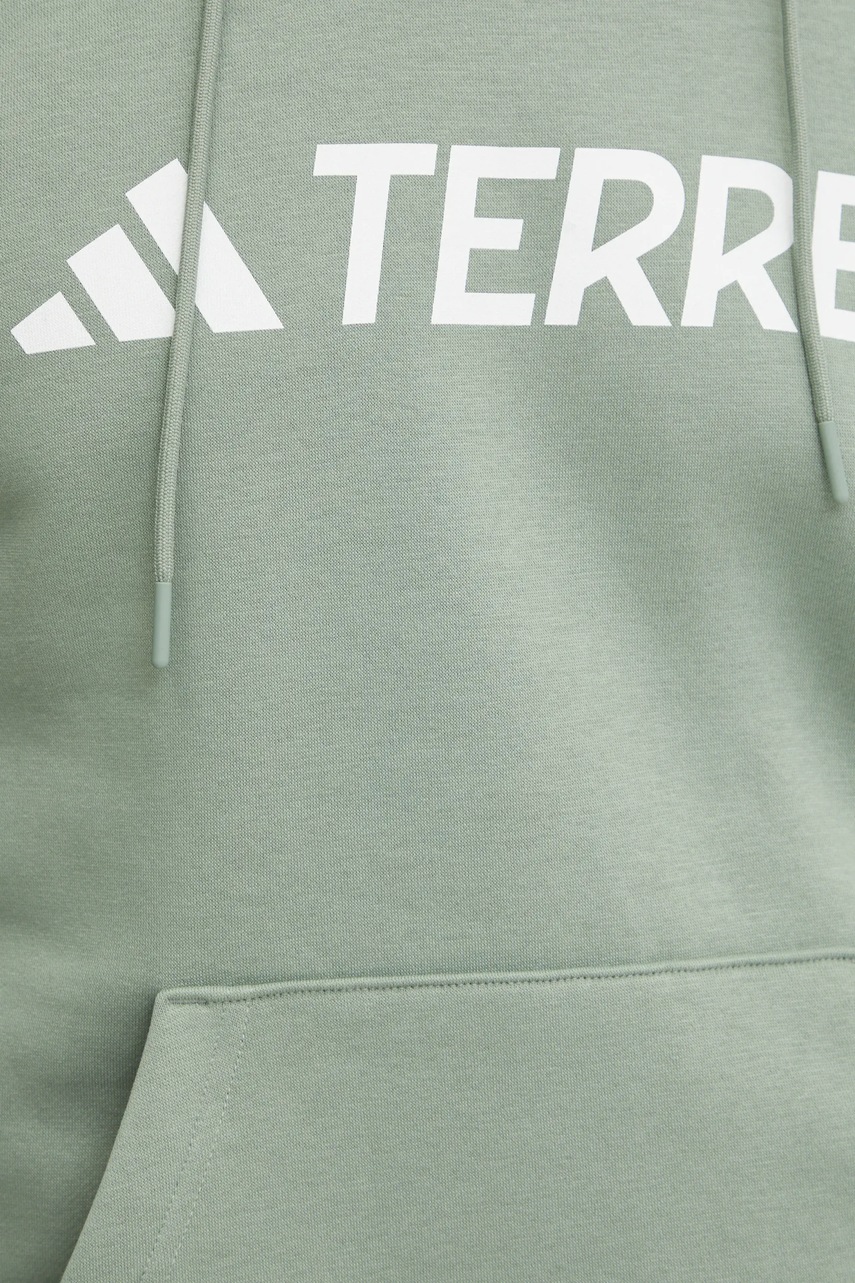 Μπλούζα adidas TERREX χρώμα: πράσινο, με κουκούλα, JH3275 φωτογραφία
