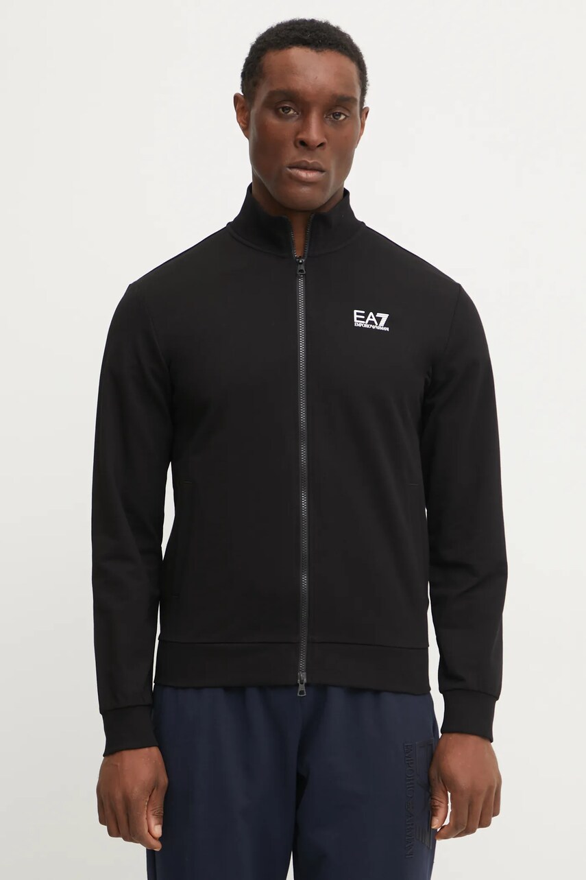 Levně Mikina EA7 Emporio Armani pánská, černá barva, s potiskem, PJVRZ.8NPM31