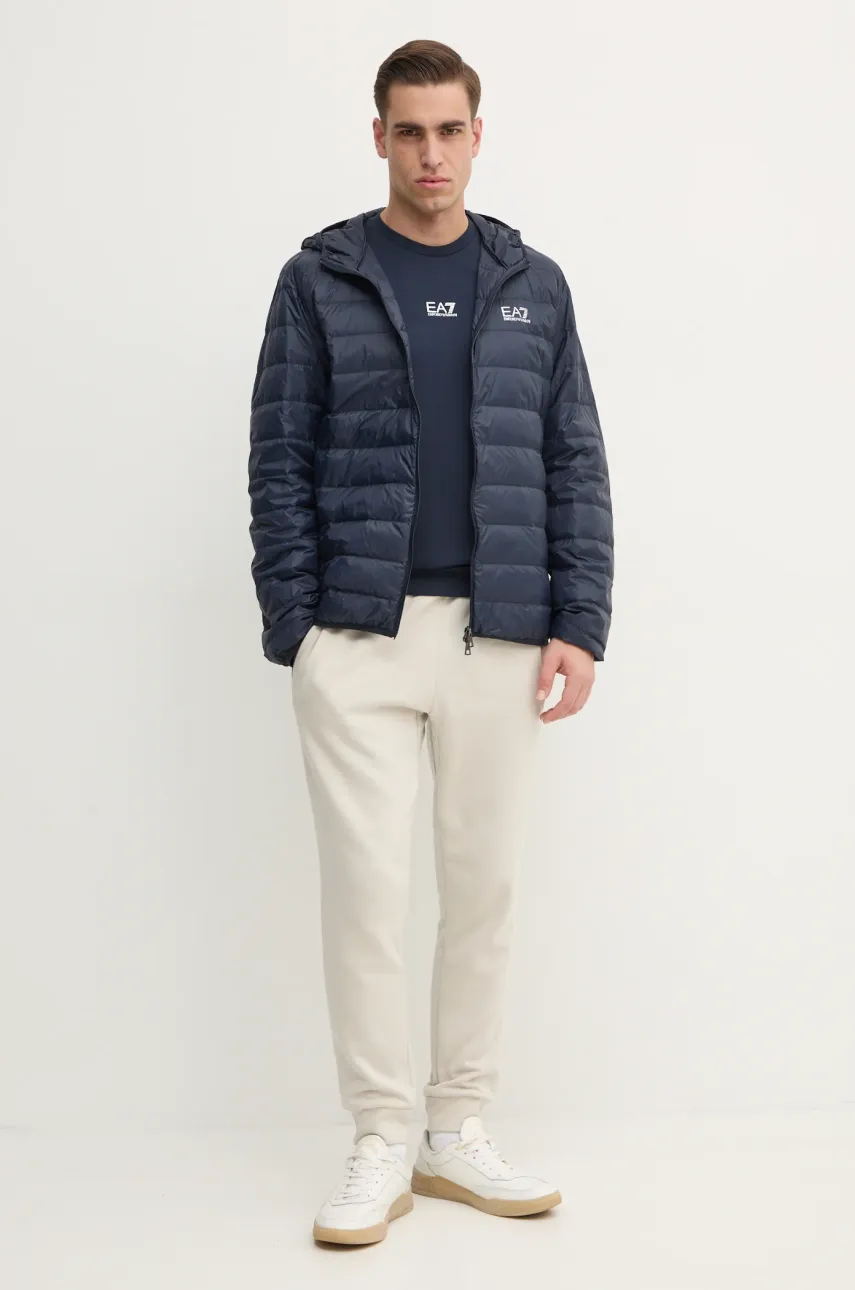 Хлопковая кофта EA7 Emporio Armani мужская цвет синий однотонная PJVRZ.8NPM30 Хлопковая кофта EA7 Emporio Armani мужская цвет синий однотонная PJVRZ.8NPM30